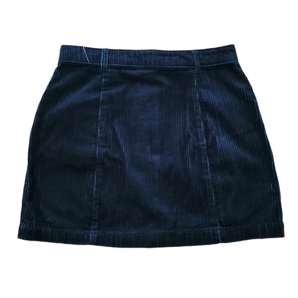 Forever 21 High-Waisted Black Corduroy Skirt Size Medium Button‎ Down